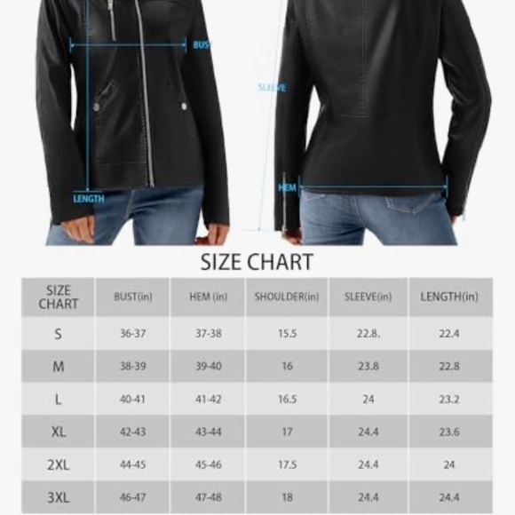 Black Faux Leather Jacket URBEST 3XL - Picture 9 of 9